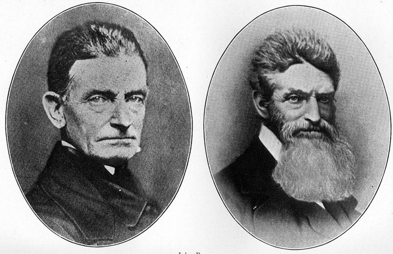 Portraits of John Brown, abolitionist from America. The portrait of the left features him clean shaven, and bearded in the portrait on the right.