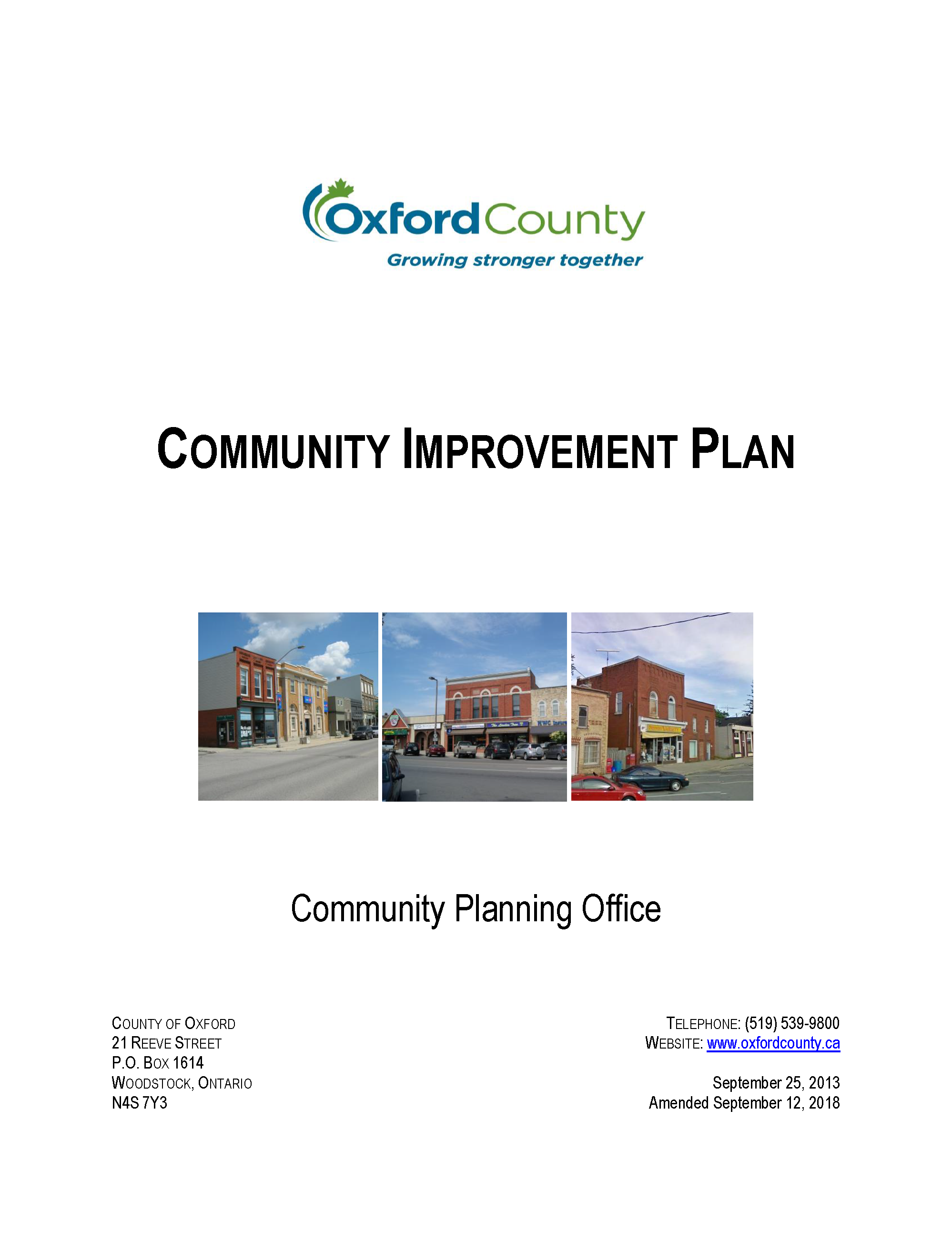 Community improvement plan cover